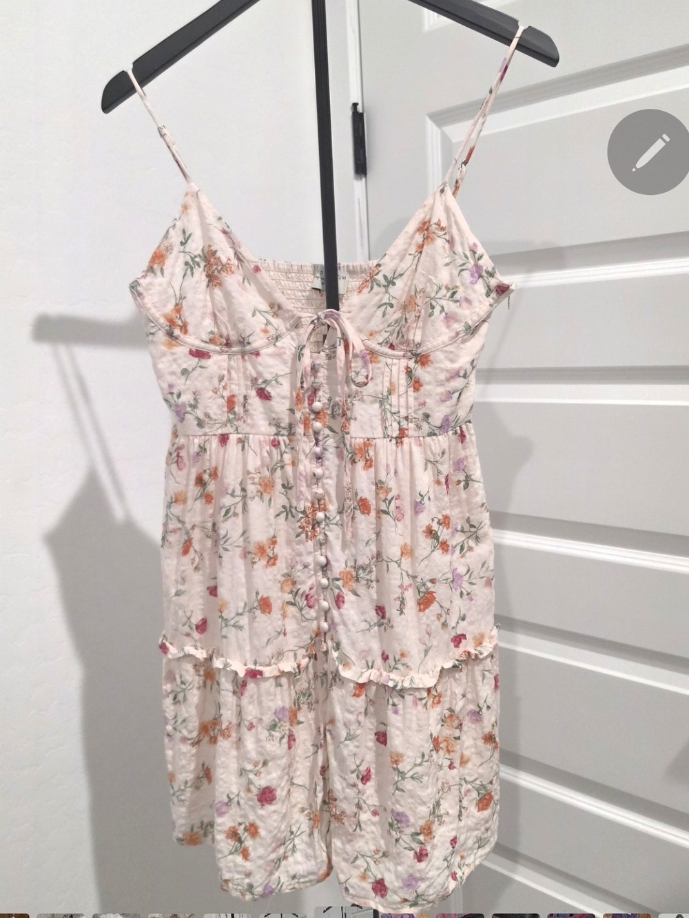 Dress Forum Pink Floral Cotton Mini Dress Women's Junior Size Medium Like New
